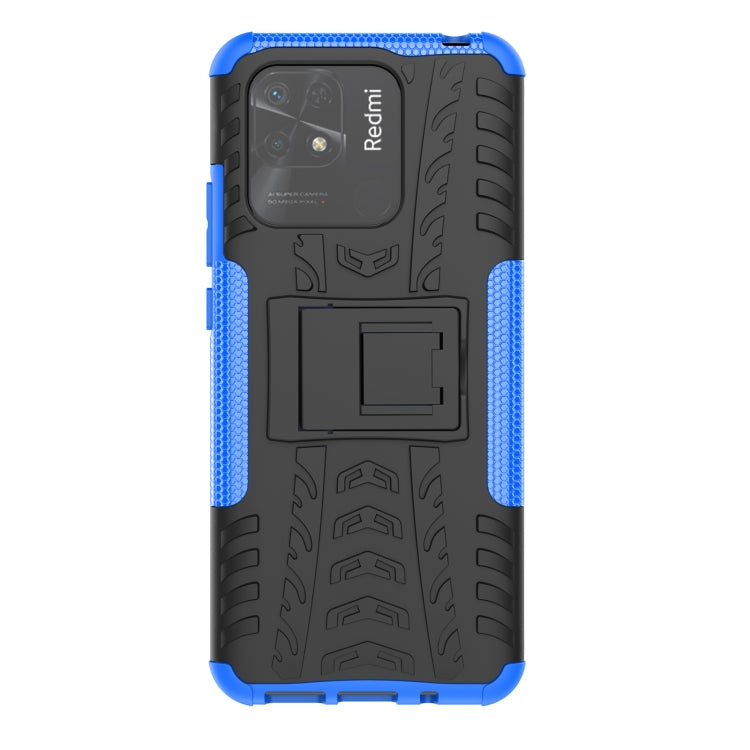 For Xiaomi Redmi 10C 4G Global Tire Texture TPU + PC Phone Case with Holder