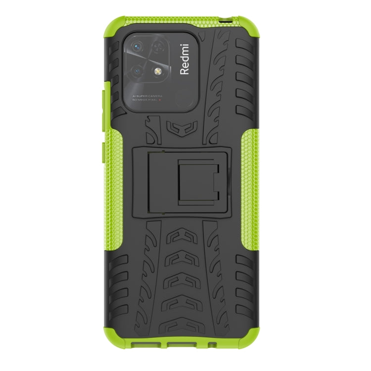 For Xiaomi Redmi 10C 4G Global Tire Texture TPU + PC Phone Case with Holder
