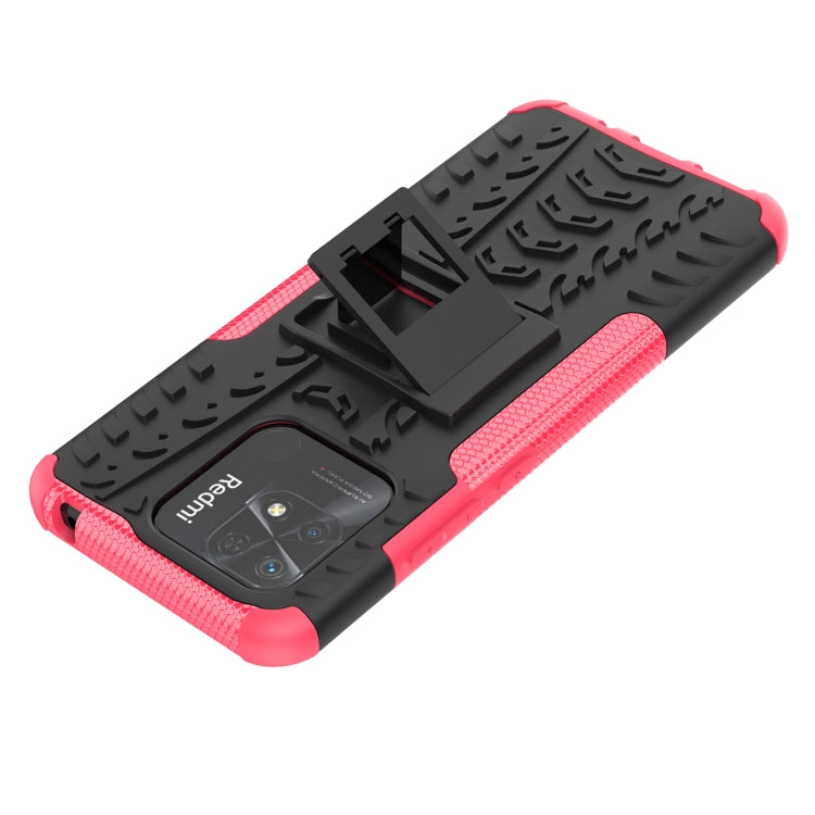 For Xiaomi Redmi 10C 4G Global Tire Texture TPU + PC Phone Case with Holder