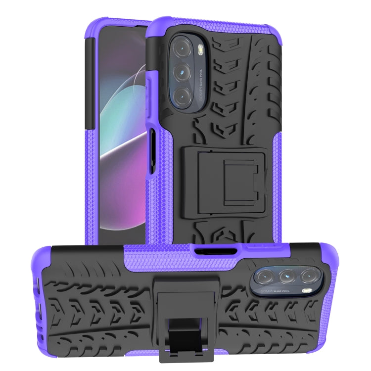 For Motorola Moto G 5G 2022 Tire Texture TPU + PC Phone Case with Holder