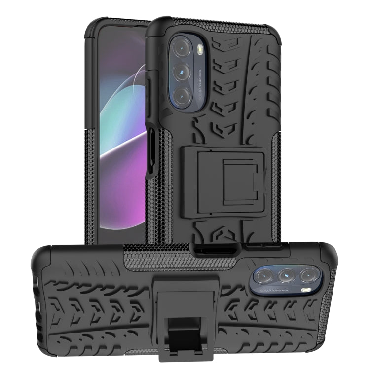 For Motorola Moto G 5G 2022 Tire Texture TPU + PC Phone Case with Holder
