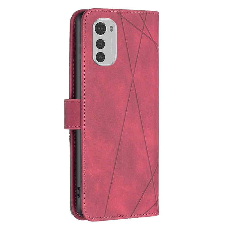 For Motorola Moto E32 4G Magnetic Buckle Rhombus Texture Leather Phone Case