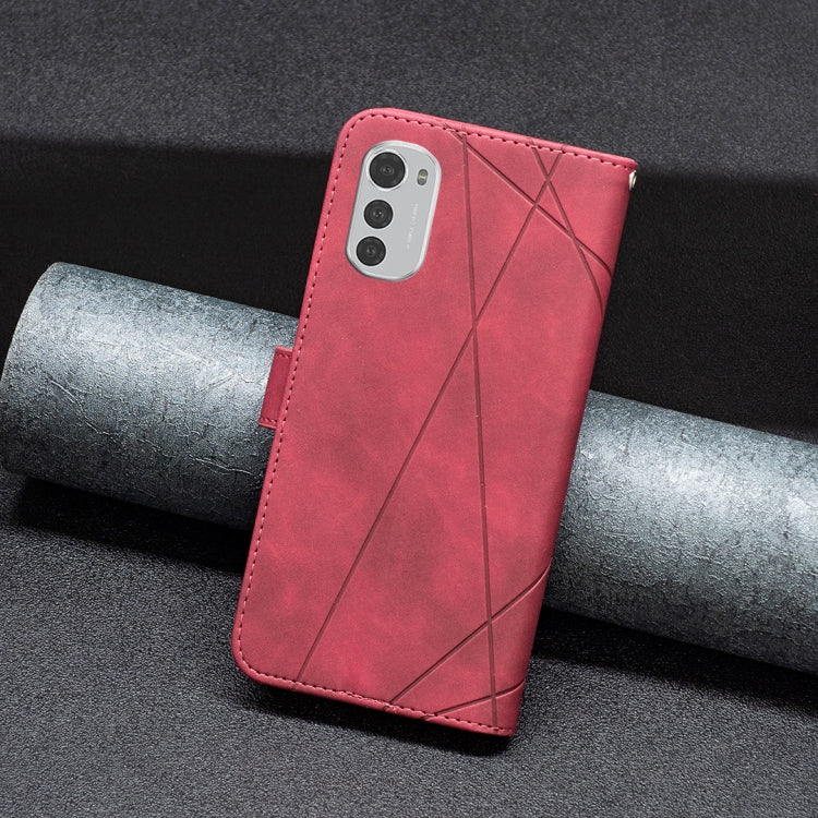 For Motorola Moto E32 4G Magnetic Buckle Rhombus Texture Leather Phone Case