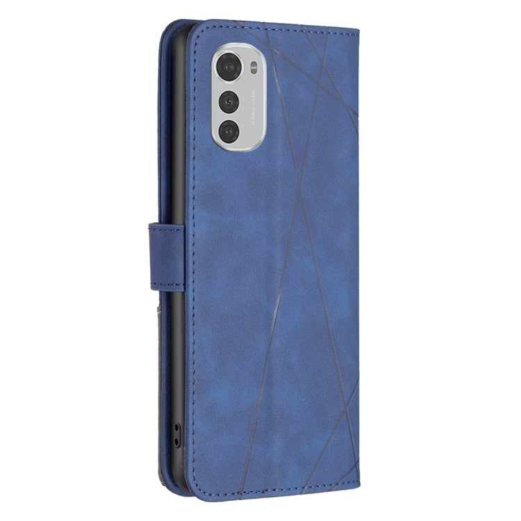 For Motorola Moto E32 4G Magnetic Buckle Rhombus Texture Leather Phone Case