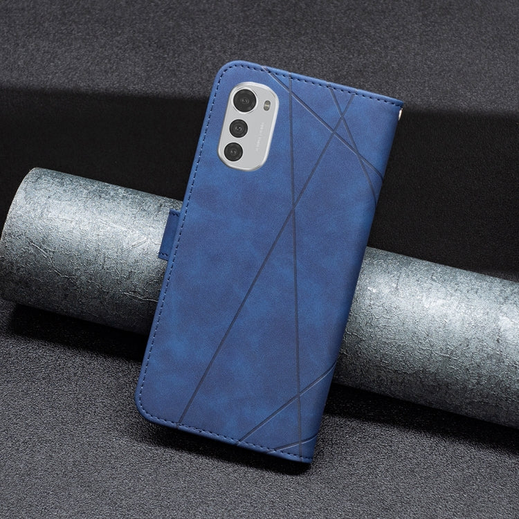 For Motorola Moto E32 4G Magnetic Buckle Rhombus Texture Leather Phone Case