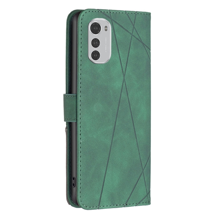 For Motorola Moto E32 4G Magnetic Buckle Rhombus Texture Leather Phone Case