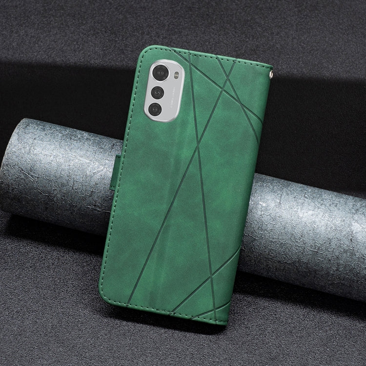 For Motorola Moto E32 4G Magnetic Buckle Rhombus Texture Leather Phone Case