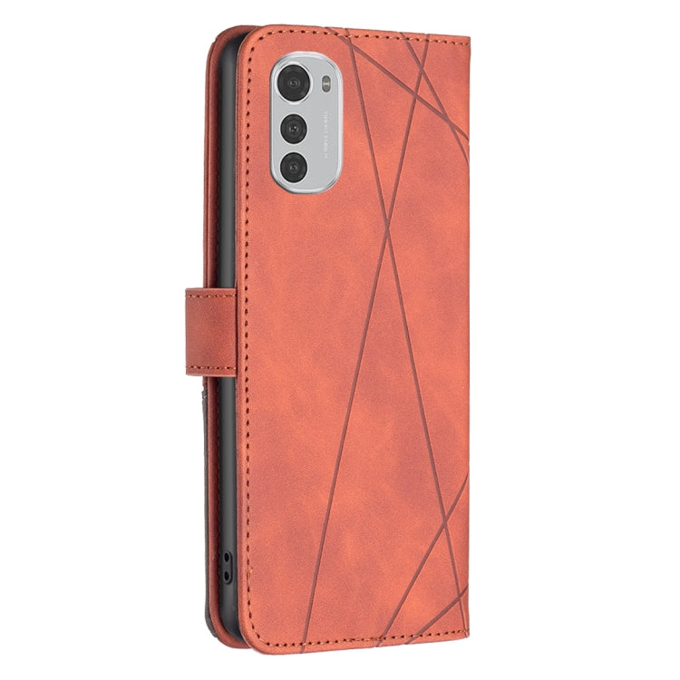 For Motorola Moto E32 4G Magnetic Buckle Rhombus Texture Leather Phone Case
