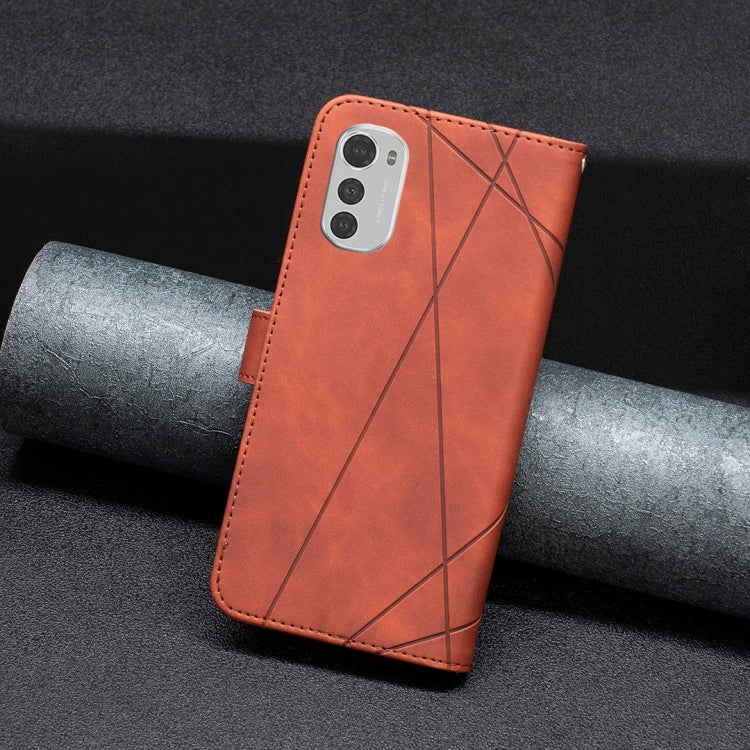 For Motorola Moto E32 4G Magnetic Buckle Rhombus Texture Leather Phone Case