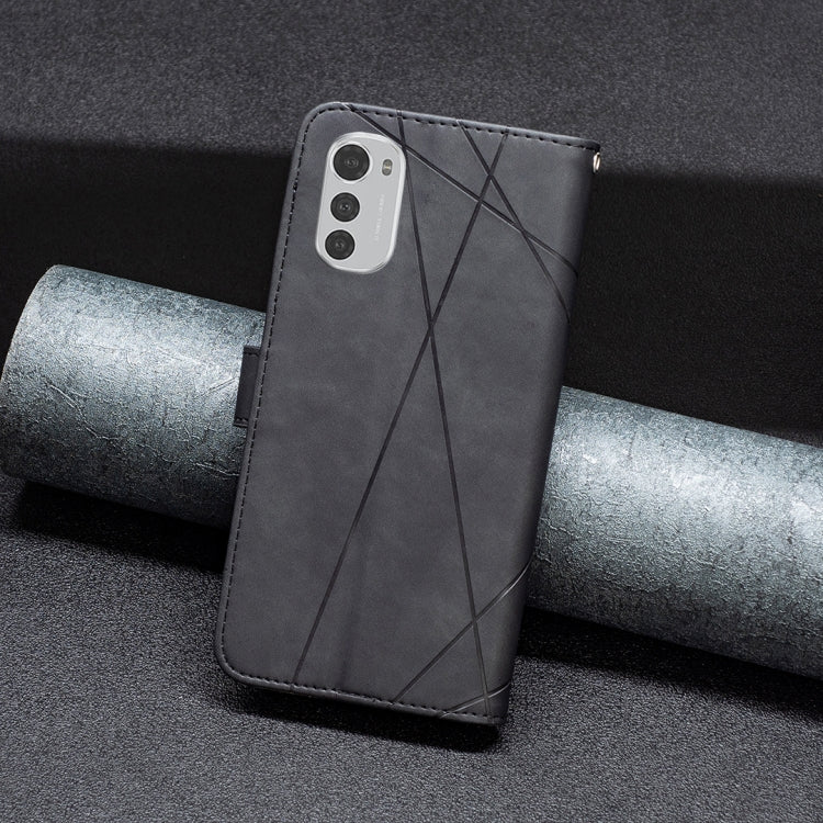 For Motorola Moto E32 4G Magnetic Buckle Rhombus Texture Leather Phone Case