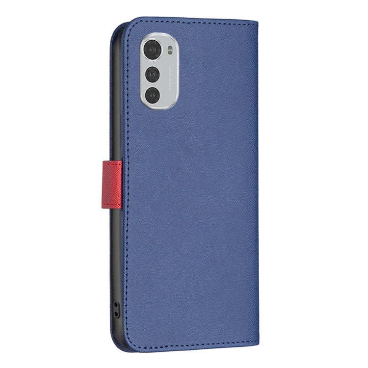 For Motorola Moto E32 4G Color Matching Cross Texture Leather Phone Case
