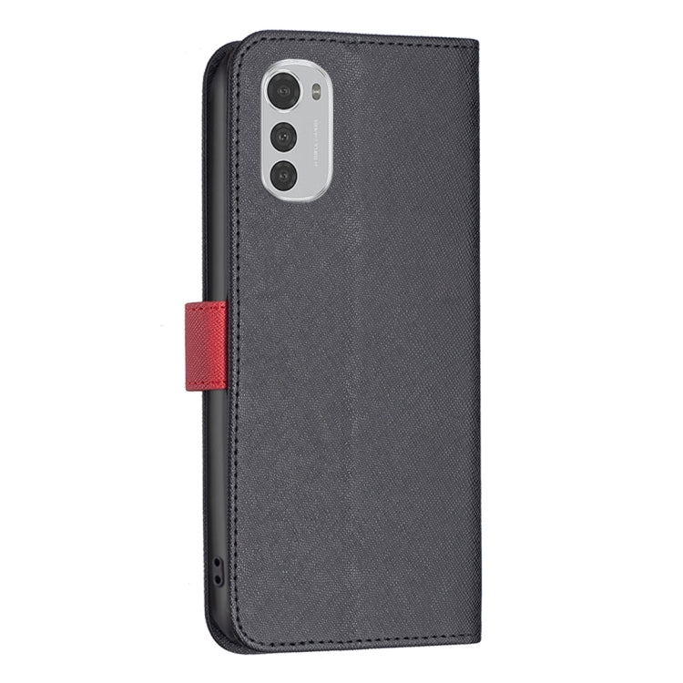 For Motorola Moto E32 4G Color Matching Cross Texture Leather Phone Case