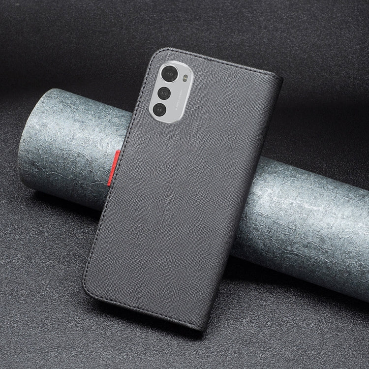 For Motorola Moto E32 4G Color Matching Cross Texture Leather Phone Case