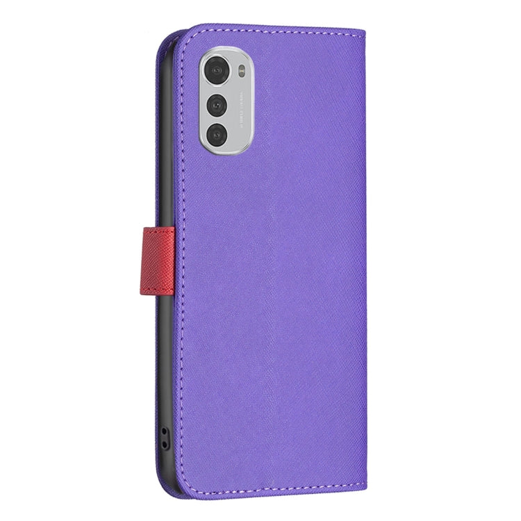 For Motorola Moto E32 4G Color Matching Cross Texture Leather Phone Case
