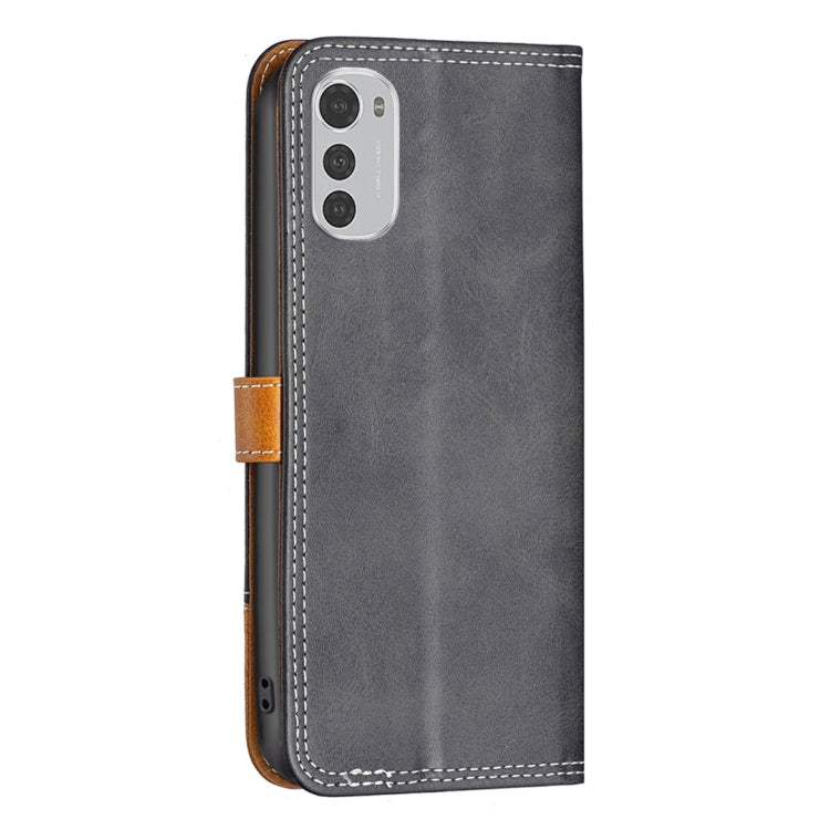 For Motorola Moto E32 4G Color Matching Double Sewing Thread Leather Phone Case