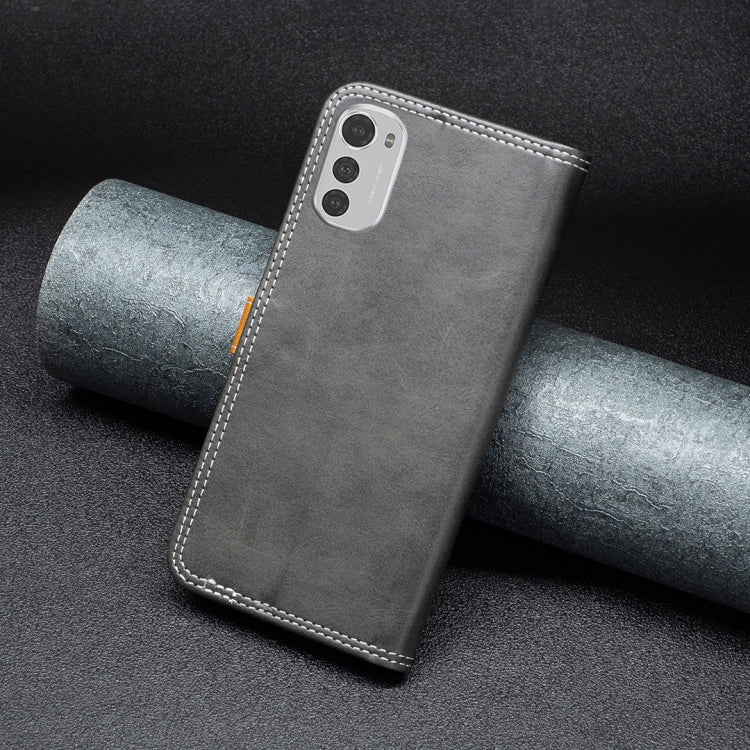 For Motorola Moto E32 4G Color Matching Double Sewing Thread Leather Phone Case