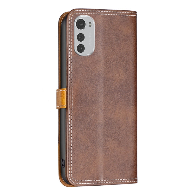For Motorola Moto E32 4G Color Matching Double Sewing Thread Leather Phone Case