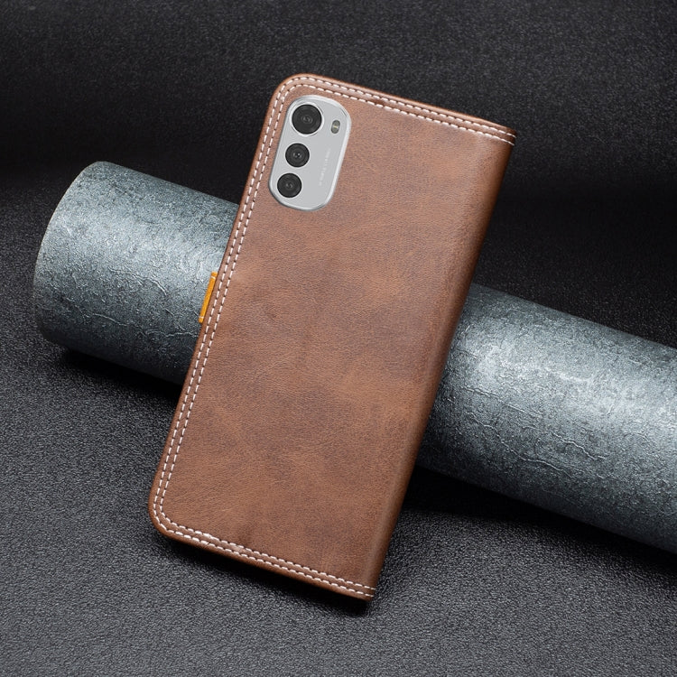 For Motorola Moto E32 4G Color Matching Double Sewing Thread Leather Phone Case