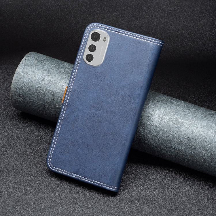 For Motorola Moto E32 4G Color Matching Double Sewing Thread Leather Phone Case