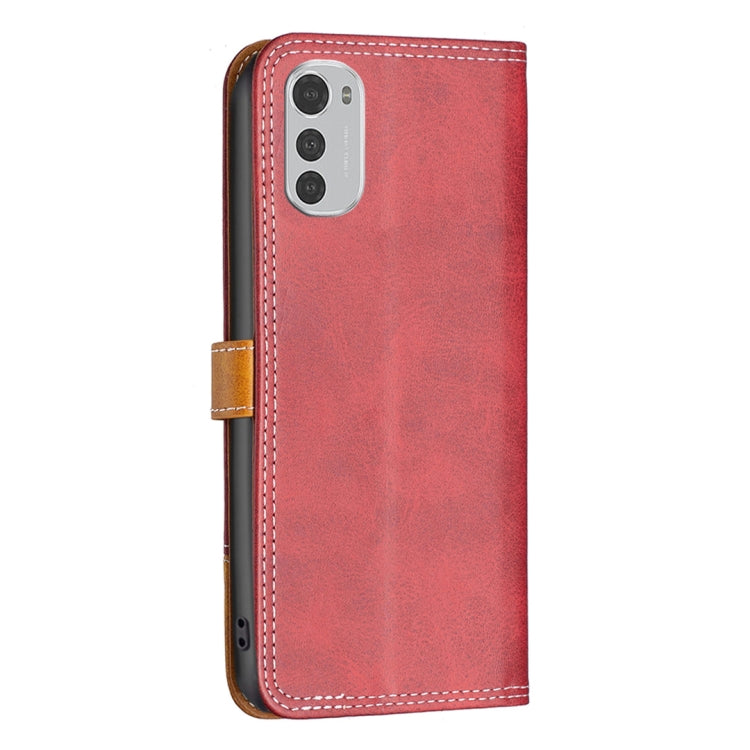 For Motorola Moto E32 4G Color Matching Double Sewing Thread Leather Phone Case