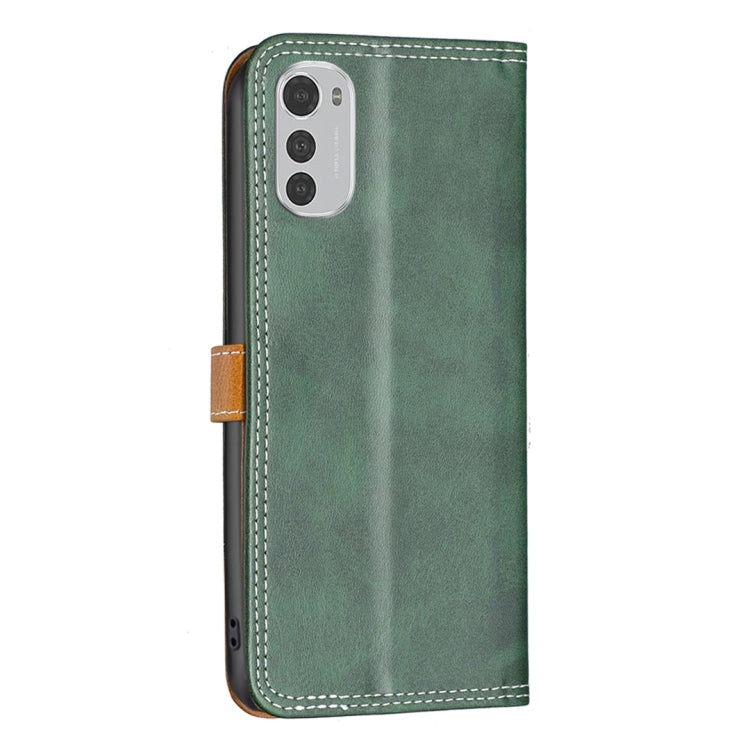 For Motorola Moto E32 4G Color Matching Double Sewing Thread Leather Phone Case