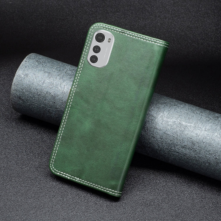 For Motorola Moto E32 4G Color Matching Double Sewing Thread Leather Phone Case