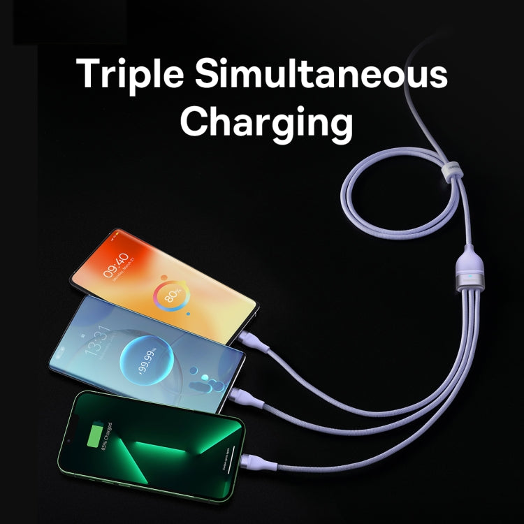 Baseus Flash Series II 1.5m 3 in 1 Type-C to Micro USB + 8 Pin + Type-C 100W Fast Charging Cable