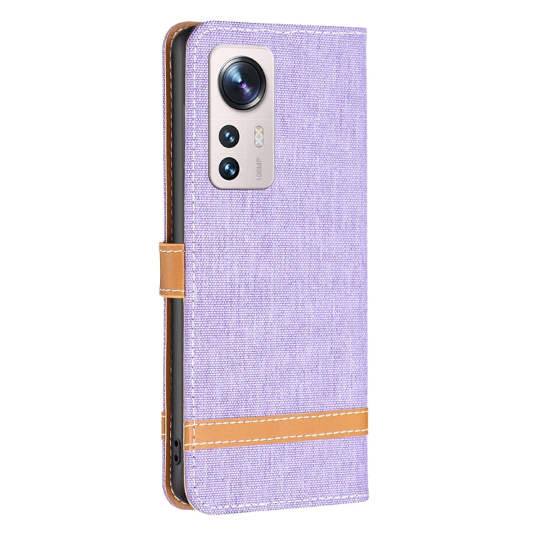 For Xiaomi 12 Lite Color Block Denim Texture Leather Phone Case