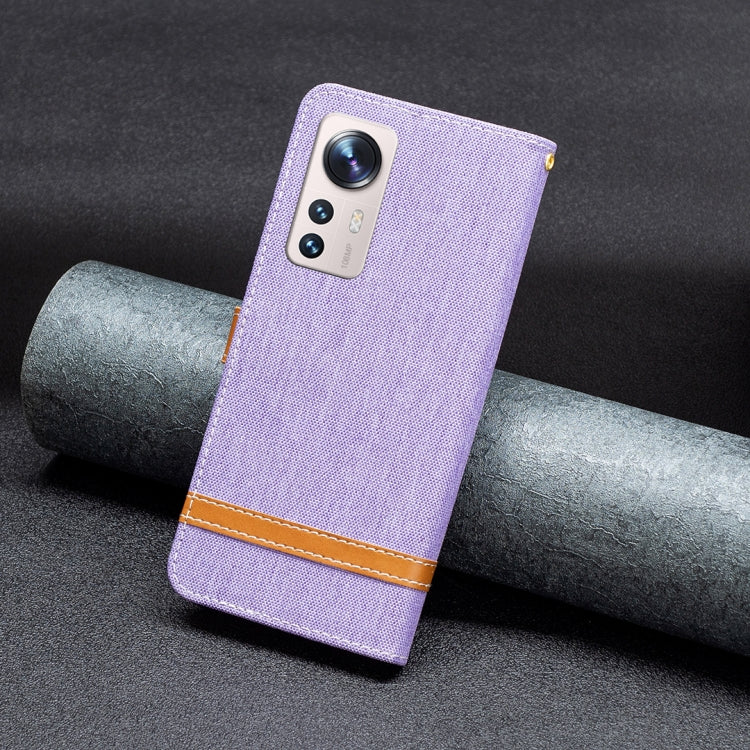 For Xiaomi 12 Lite Color Block Denim Texture Leather Phone Case