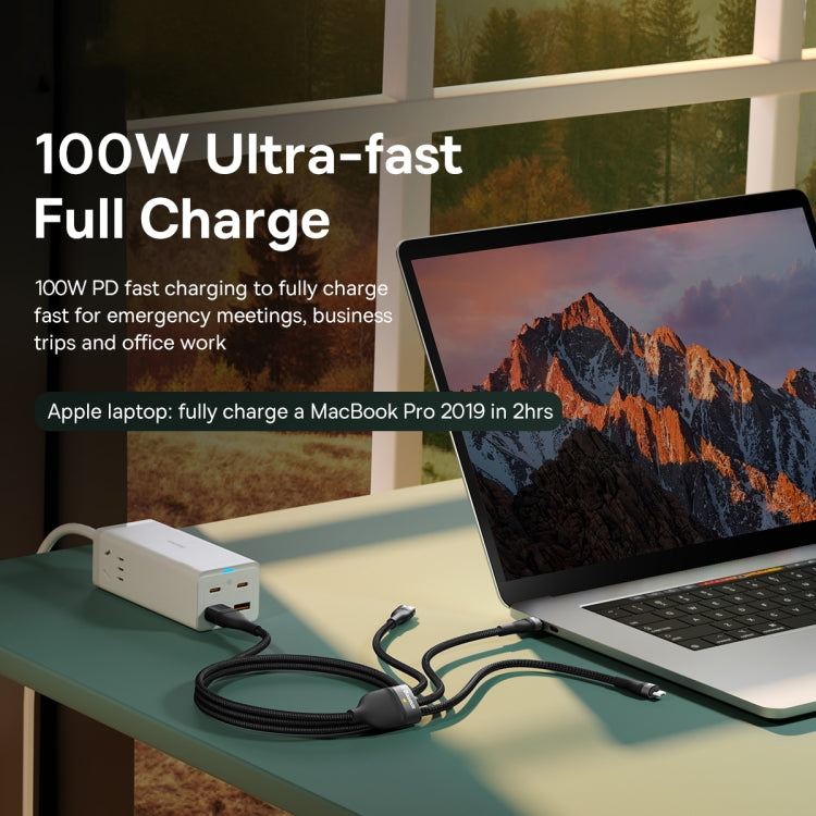 Baseus Flash Series II 1.2m USB + Type-C to Micro USB + 8 Pin + Type-C 100W Fast Charging Cable