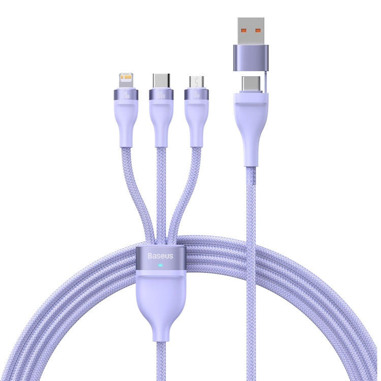 Baseus Flash Series II 1.2m USB + Type-C to Micro USB + 8 Pin + Type-C 100W Fast Charging Cable
