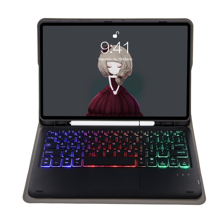 A07B-AS Lambskin Pen Slot Touch Pad Backlight Bluetooth Keyboard Leather Tablet Case For iPad 9.7 2018&2017 / Pro 9.7 / Air 2