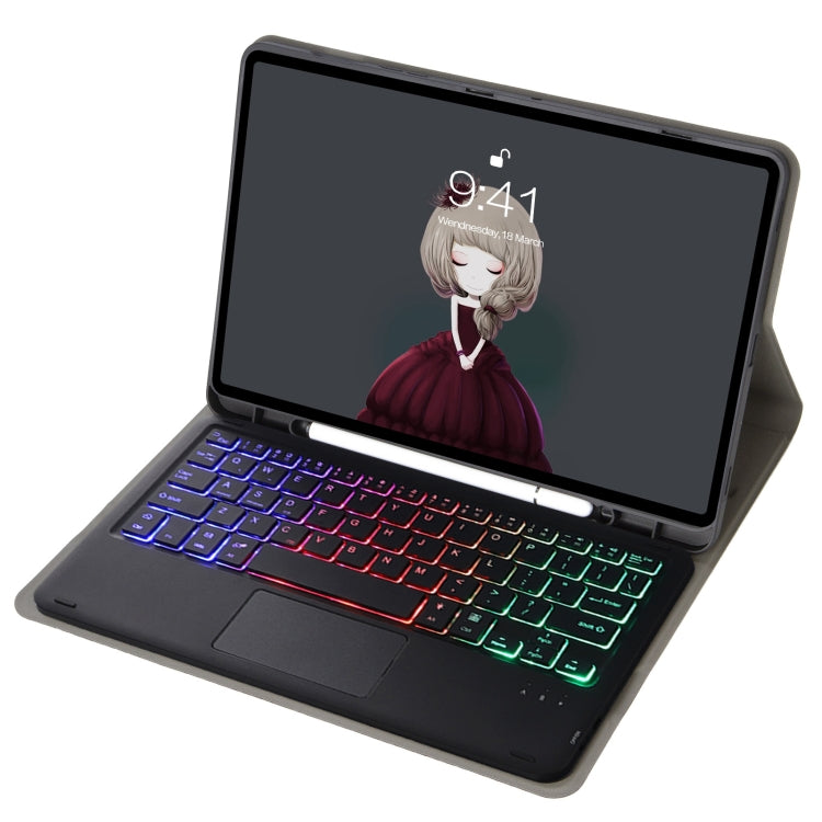 A07B-AS Lambskin Pen Slot Touch Pad Backlight Bluetooth Keyboard Leather Tablet Case For iPad 9.7 2018&2017 / Pro 9.7 / Air 2