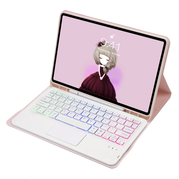 T11B-AS Skin Feel Pen Slot Touch Pad Backlight Bluetooth Keyboard Leather Tablet Case For iPad Pro 11 2021&2020&2018