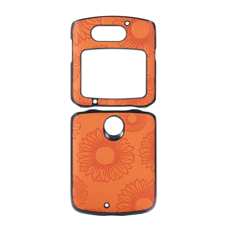 For Motorola Razr 5G Sunflower Pattern PU+TPU+PC Shockproof Phone Case