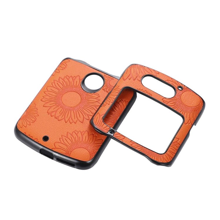 For Motorola Razr 5G Sunflower Pattern PU+TPU+PC Shockproof Phone Case