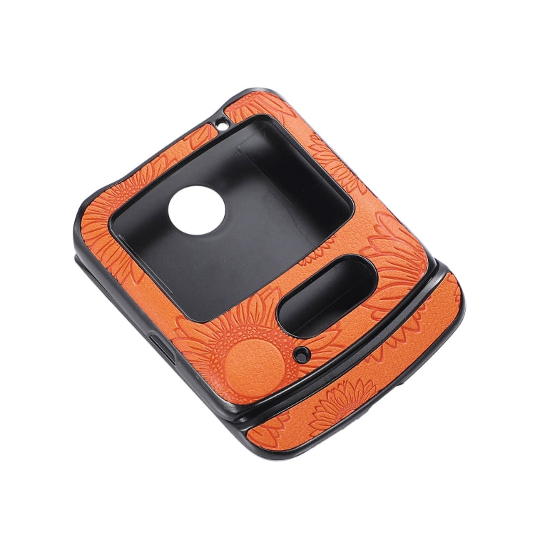 For Motorola Razr 5G Sunflower Pattern PU+TPU+PC Shockproof Phone Case