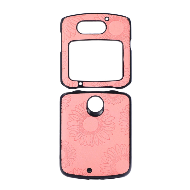 For Motorola Razr 5G Sunflower Pattern PU+TPU+PC Shockproof Phone Case