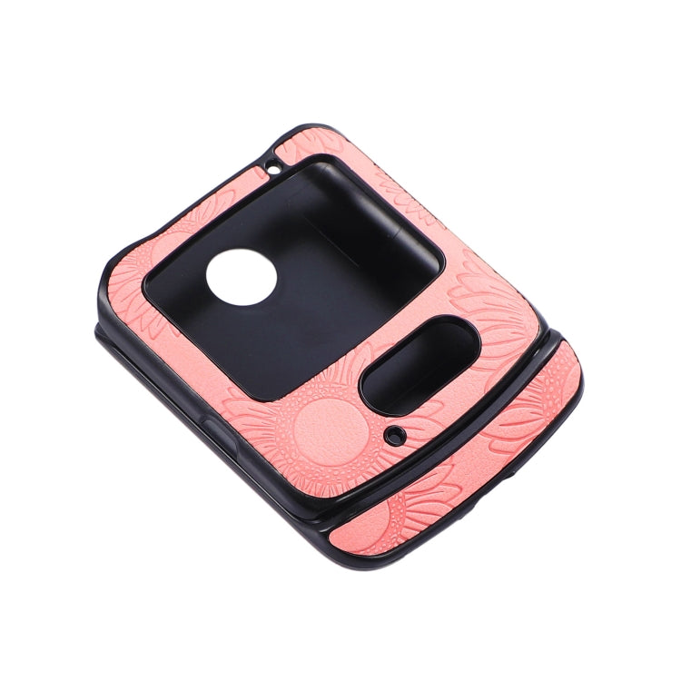 For Motorola Razr 5G Sunflower Pattern PU+TPU+PC Shockproof Phone Case
