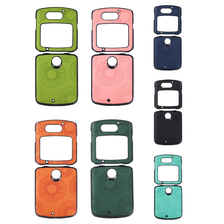 For Motorola Razr 5G Sunflower Pattern PU+TPU+PC Shockproof Phone Case