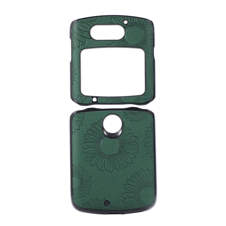 For Motorola Razr 5G Sunflower Pattern PU+TPU+PC Shockproof Phone Case