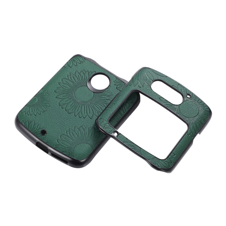 For Motorola Razr 5G Sunflower Pattern PU+TPU+PC Shockproof Phone Case
