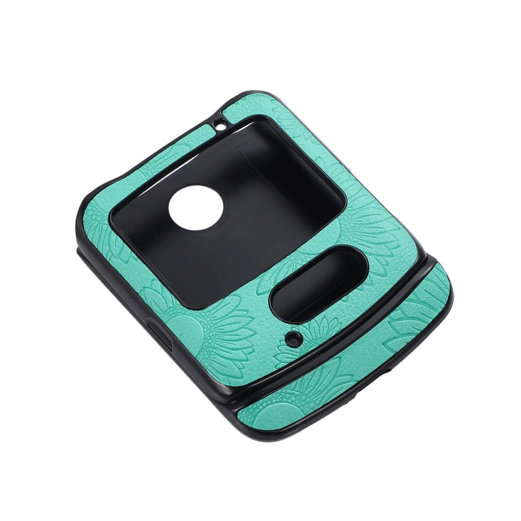 For Motorola Razr 5G Sunflower Pattern PU+TPU+PC Shockproof Phone Case
