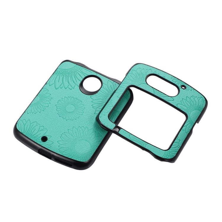 For Motorola Razr 5G Sunflower Pattern PU+TPU+PC Shockproof Phone Case