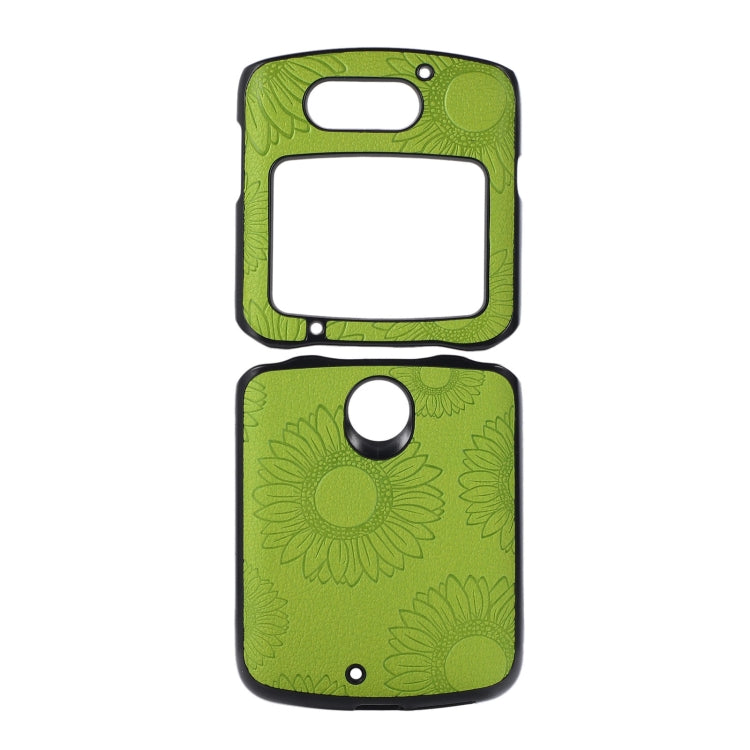 For Motorola Razr 5G Sunflower Pattern PU+TPU+PC Shockproof Phone Case