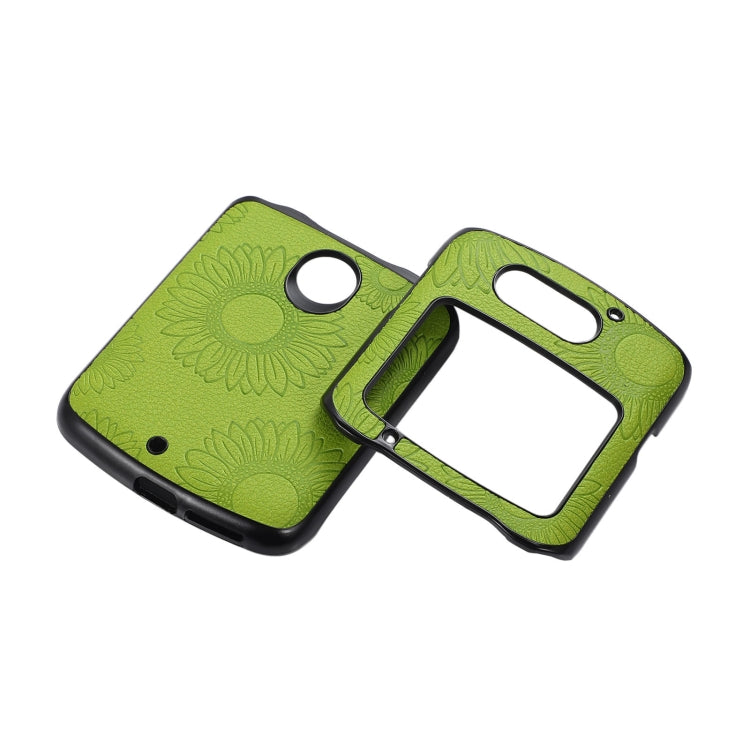 For Motorola Razr 5G Sunflower Pattern PU+TPU+PC Shockproof Phone Case