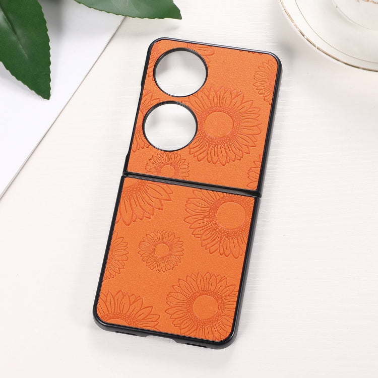 For Huawei P50 Pocket Sunflower Pattern PU+TPU+PC Shockproof Phone Case