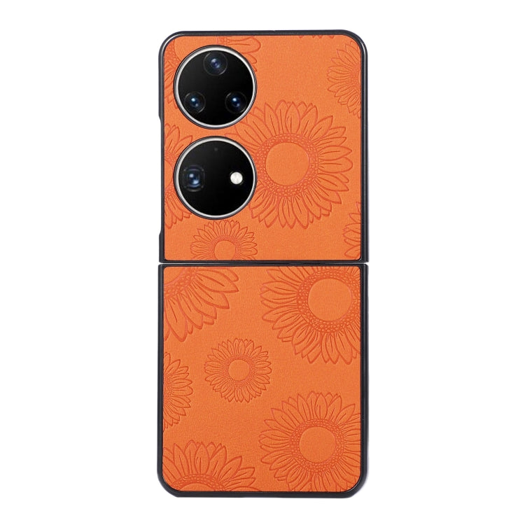 For Huawei P50 Pocket Sunflower Pattern PU+TPU+PC Shockproof Phone Case