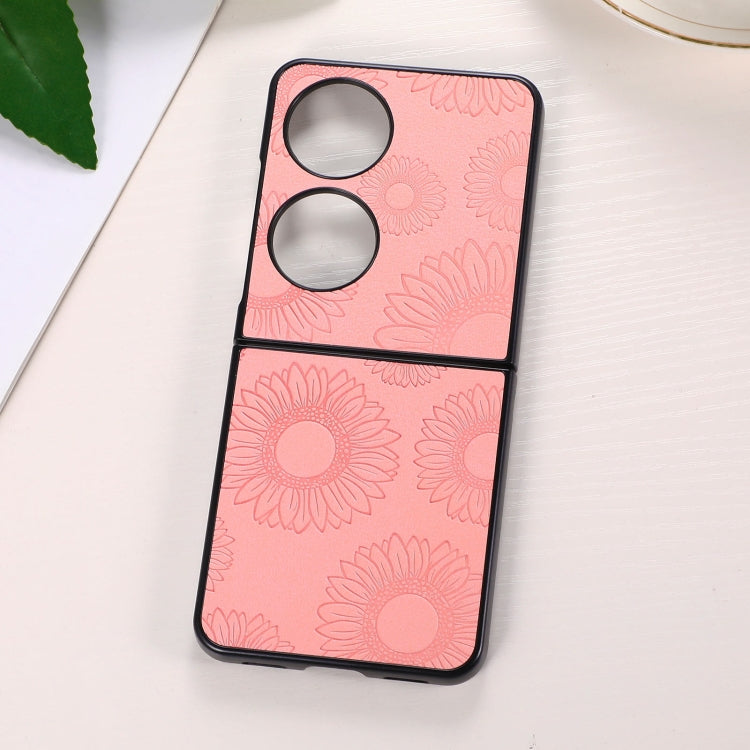 For Huawei P50 Pocket Sunflower Pattern PU+TPU+PC Shockproof Phone Case