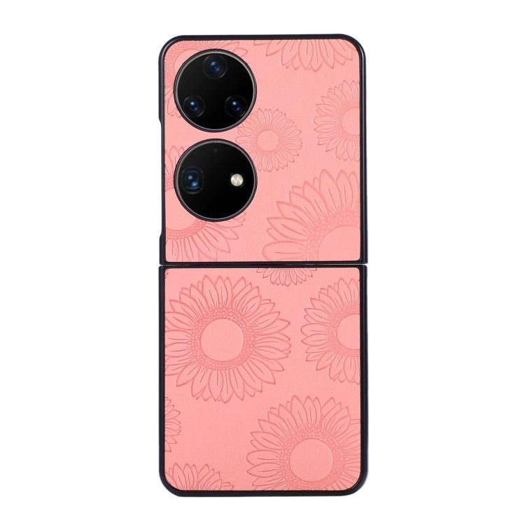 For Huawei P50 Pocket Sunflower Pattern PU+TPU+PC Shockproof Phone Case